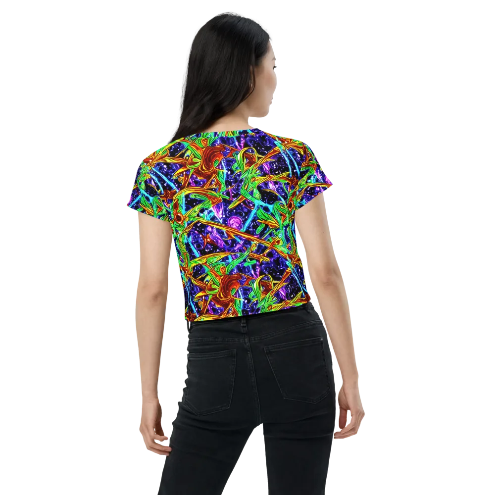 Neon Jungle Orbit on Crop Tee — Back