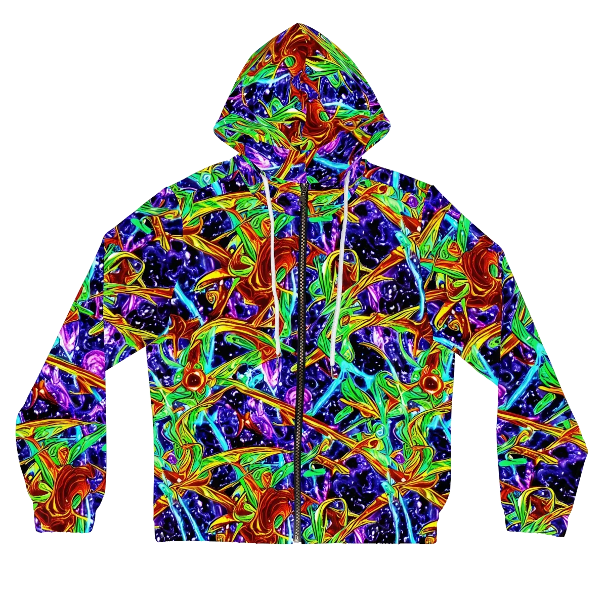 Neon Jungle Orbit on Women's Full-Zip Hoodie — Front