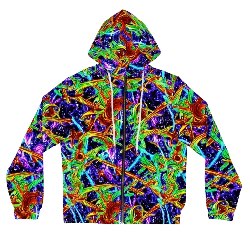 Neon Jungle Orbit on a Women's Full-Zip Hoodie