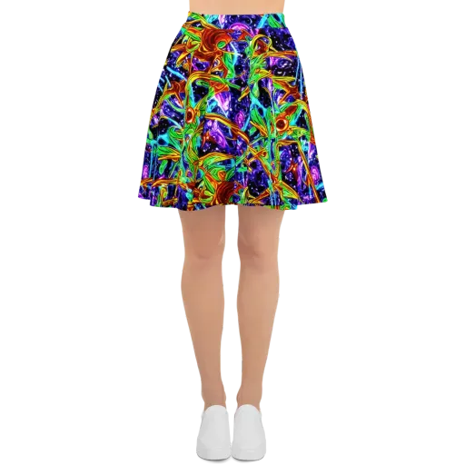 Neon Jungle Orbit on a Skater Skirt