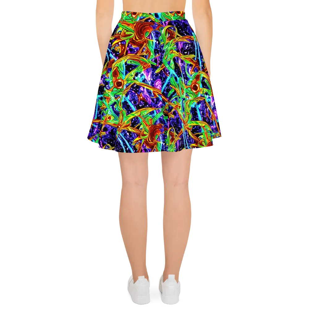 Neon Jungle Orbit on Skater Skirt — Back