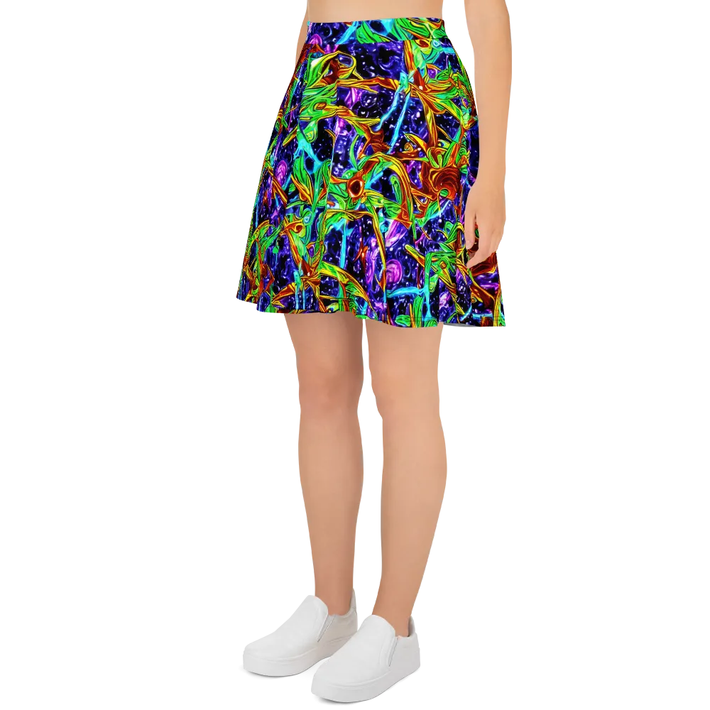 Neon Jungle Orbit on Skater Skirt — Left