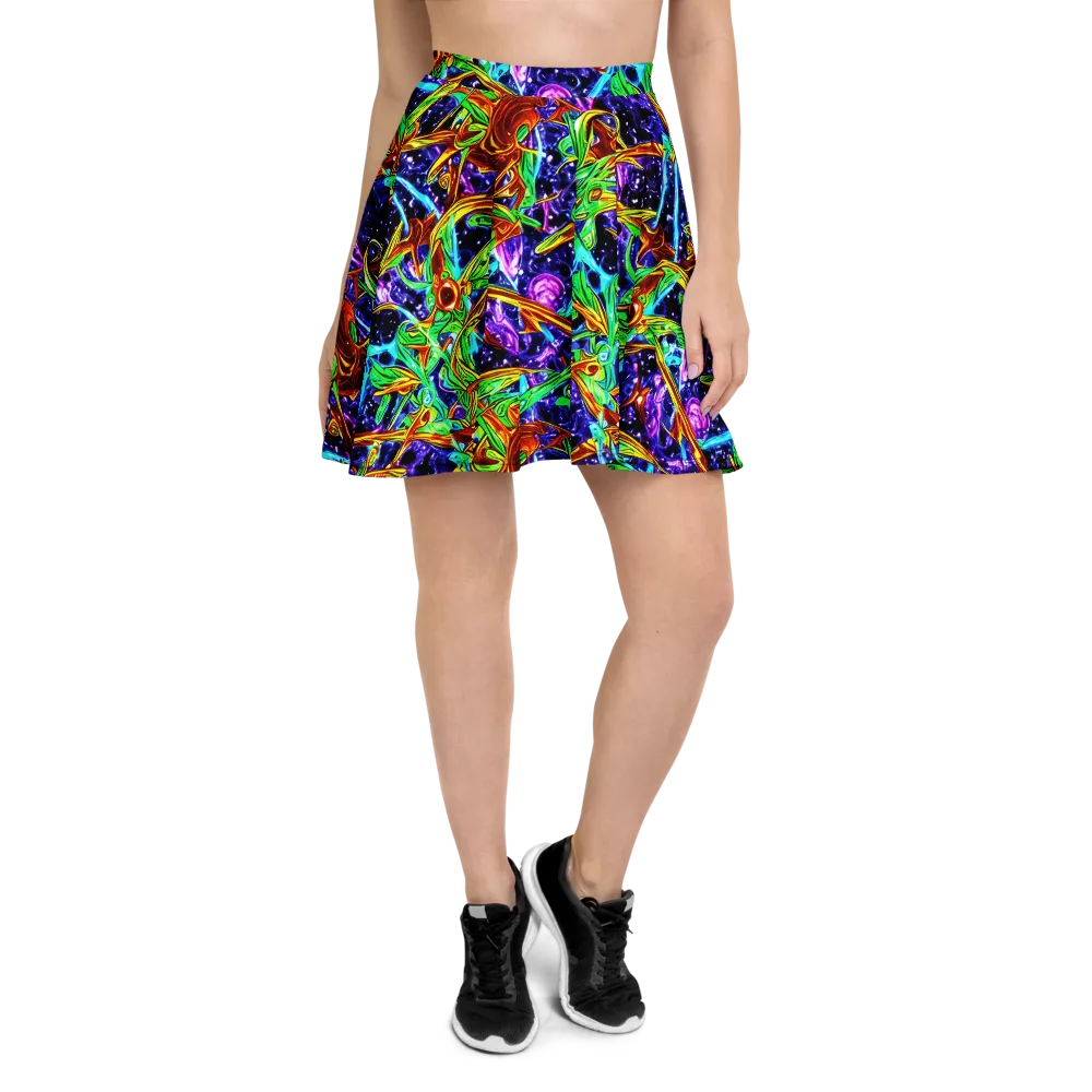 Neon Jungle Orbit on Skater Skirt — Front