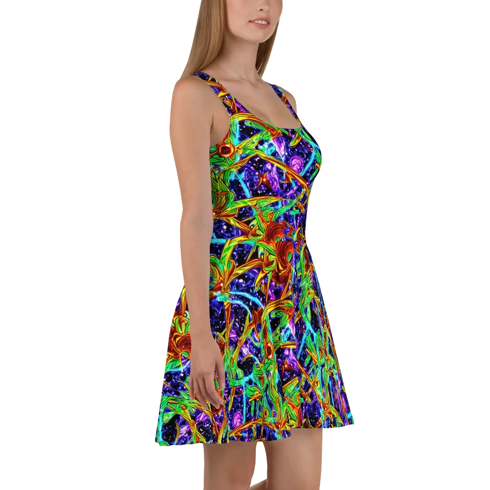 Neon Jungle Orbit on Skater Dress — Right