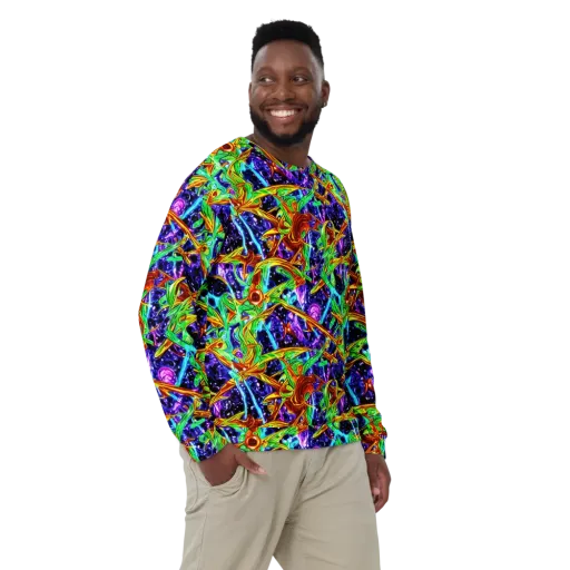 Neon Jungle Orbit on a Sweatshirt
