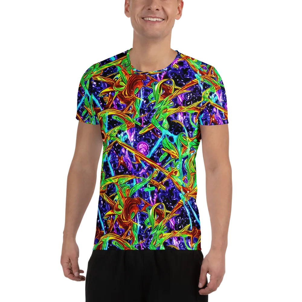 Neon Jungle Orbit on Men's Athletic T-Shirt — Front