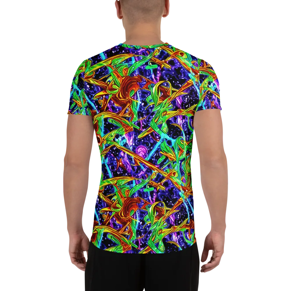 Neon Jungle Orbit on Men's Athletic T-Shirt — Back