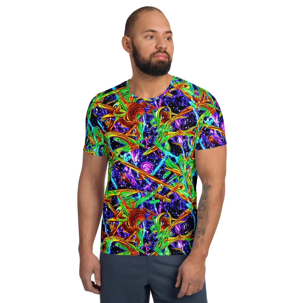 Neon Jungle Orbit on Men's Athletic T-Shirt — Front