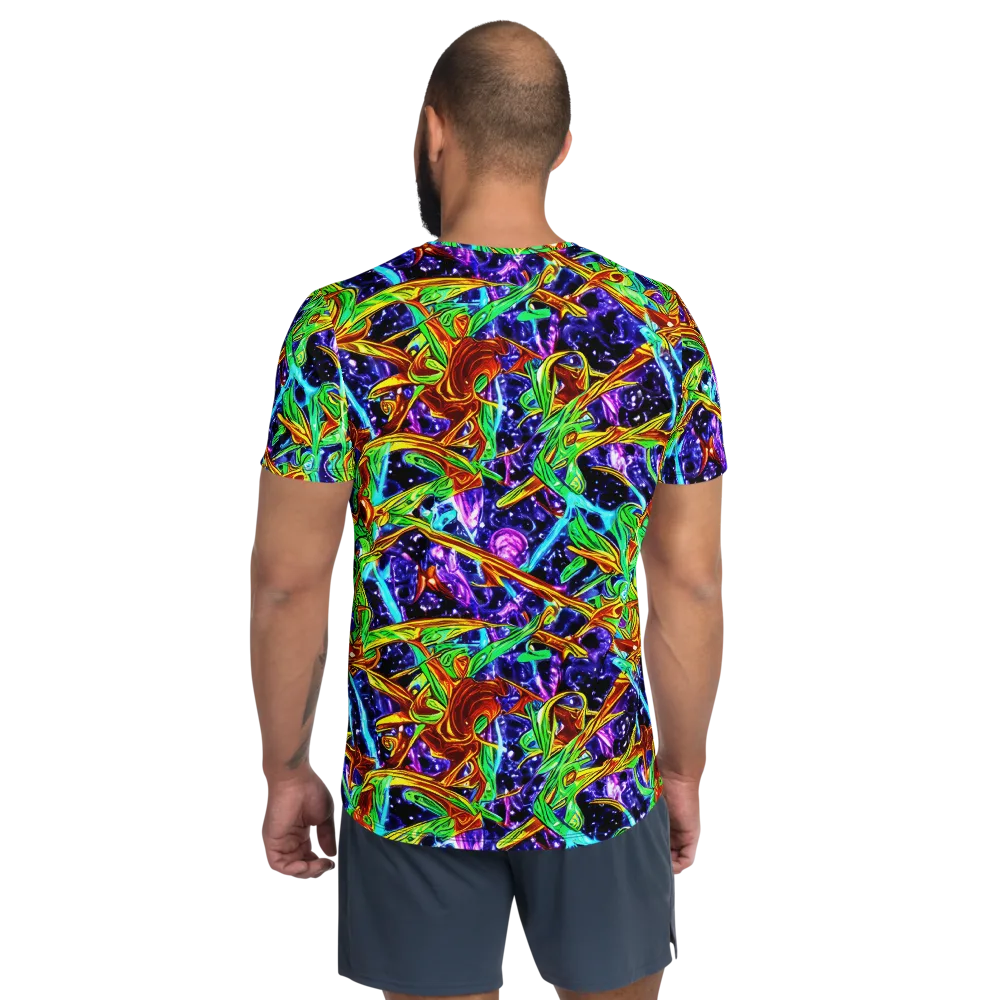 Neon Jungle Orbit on Men's Athletic T-Shirt — Back
