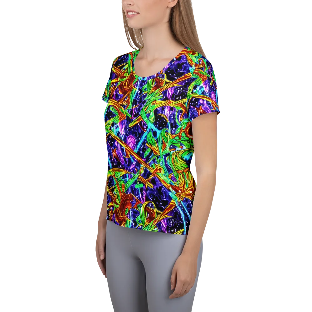 Neon Jungle Orbit on Women's Athletic T-Shirt — Left