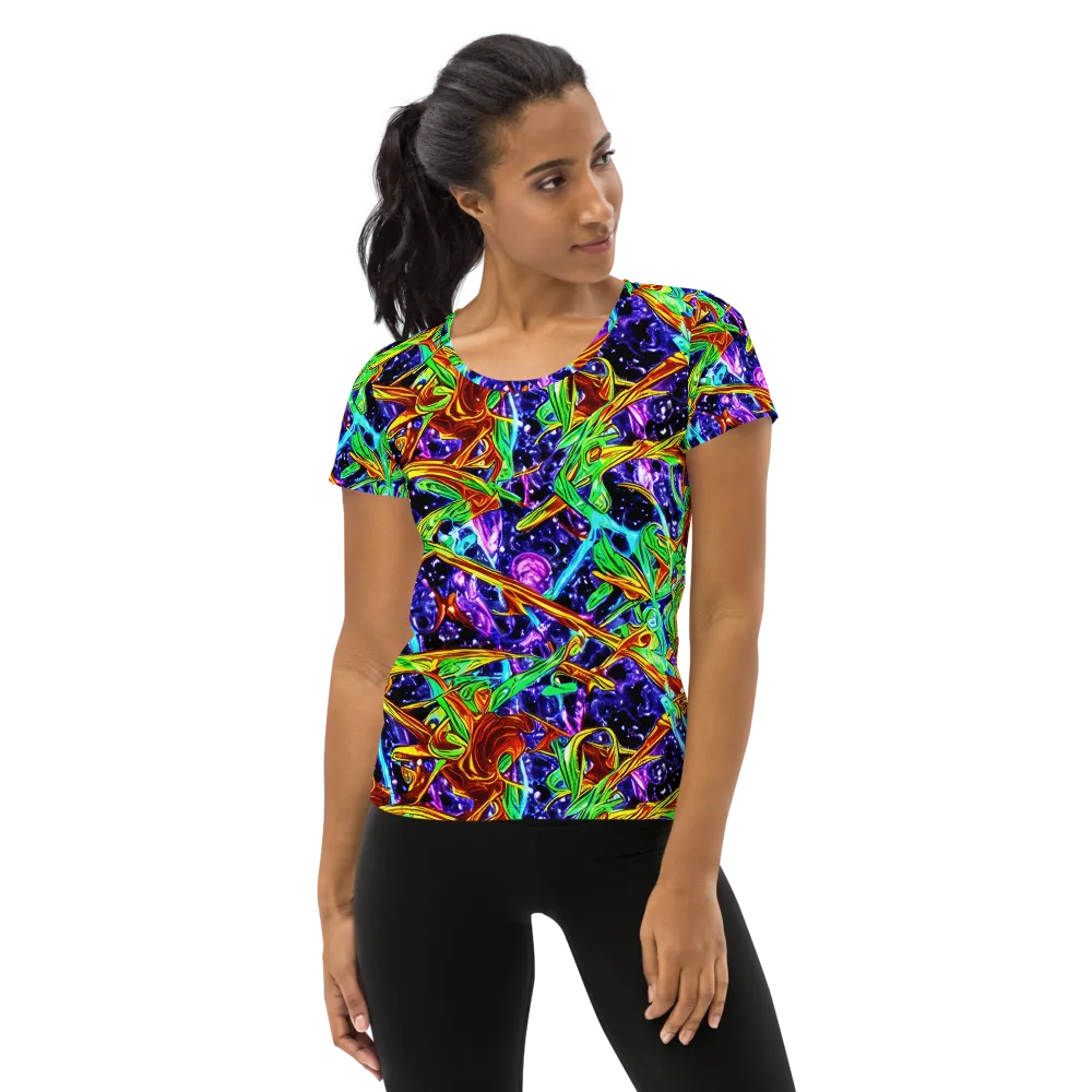 Neon Jungle Orbit on Women's Athletic T-Shirt — Front