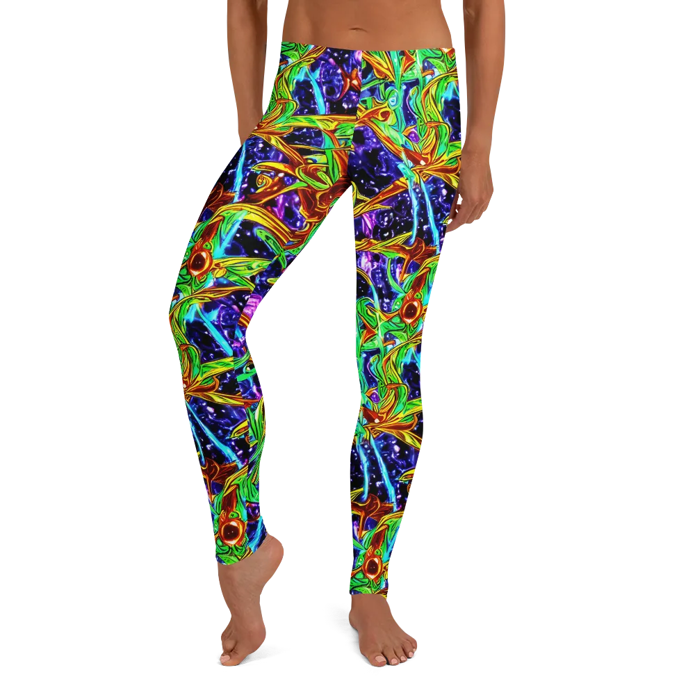 Neon Jungle Orbit on Leggings — Front