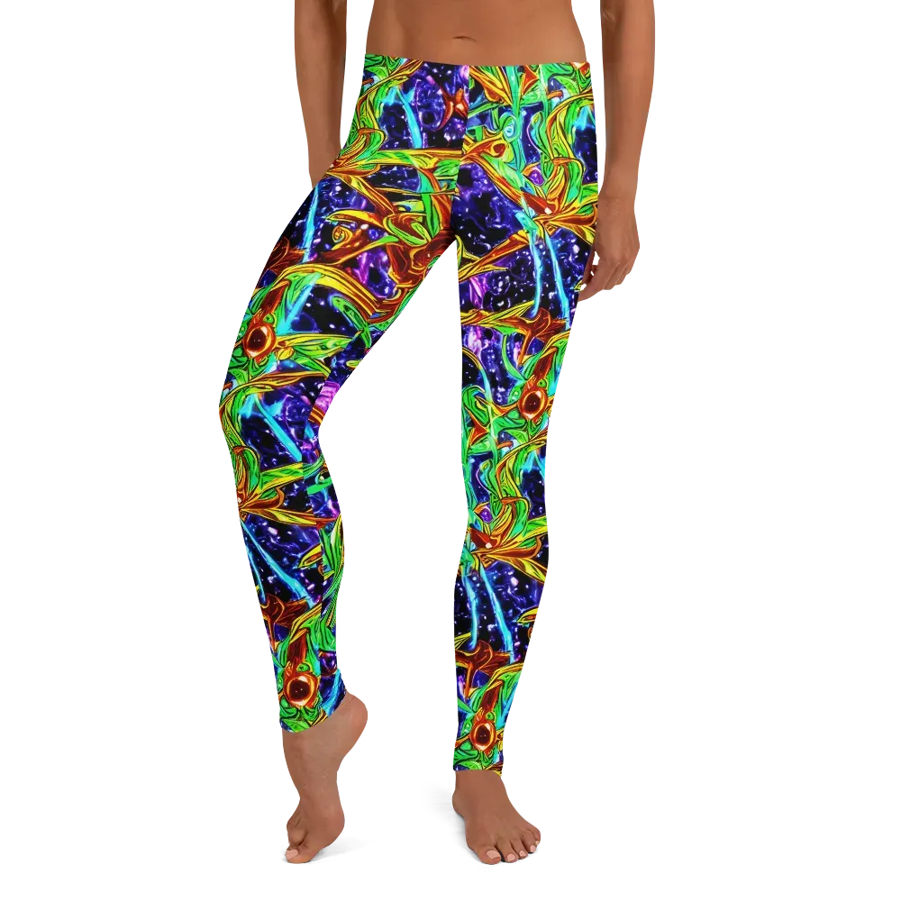Neon Jungle Orbit on Leggings — Front
