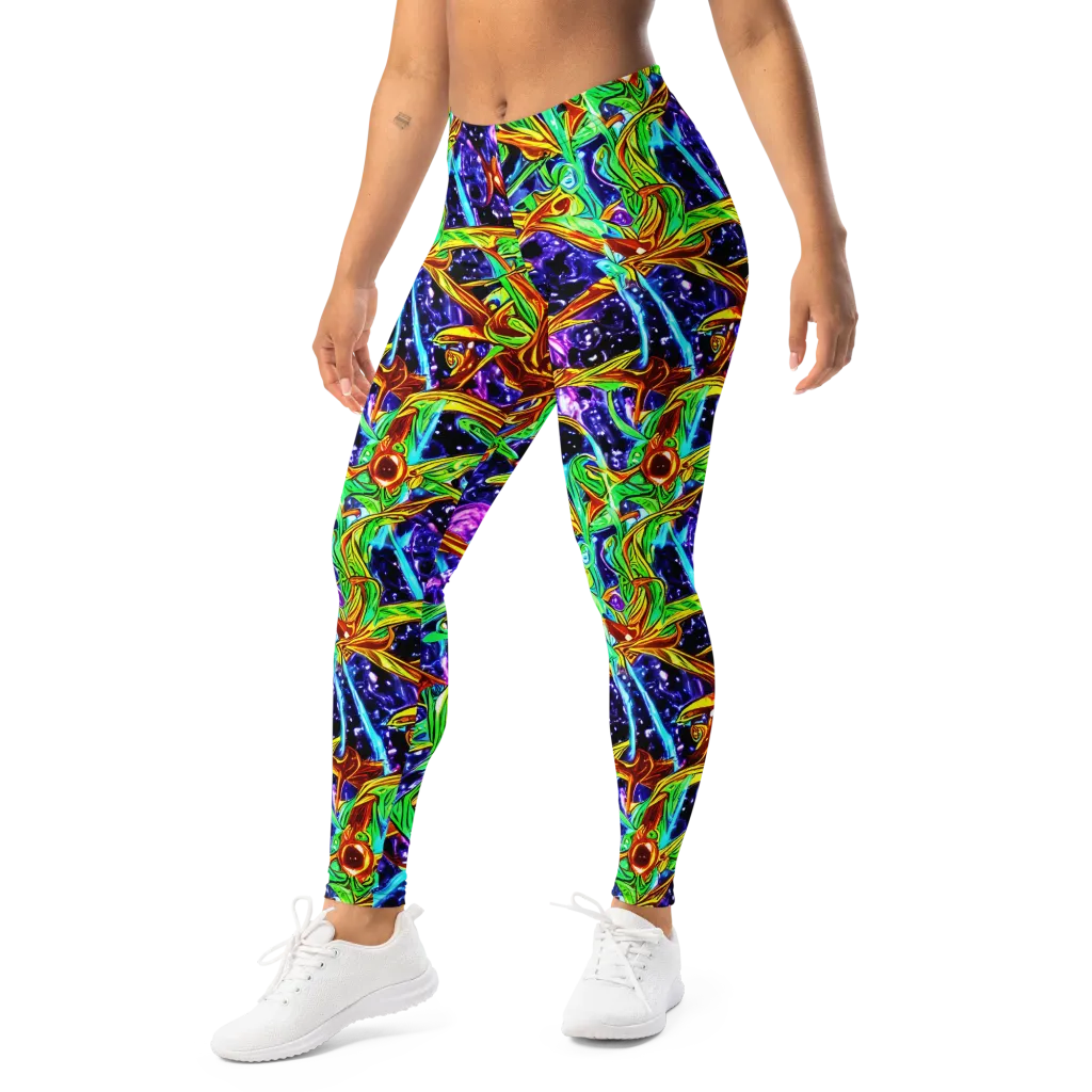Neon Jungle Orbit on Leggings — Left Front