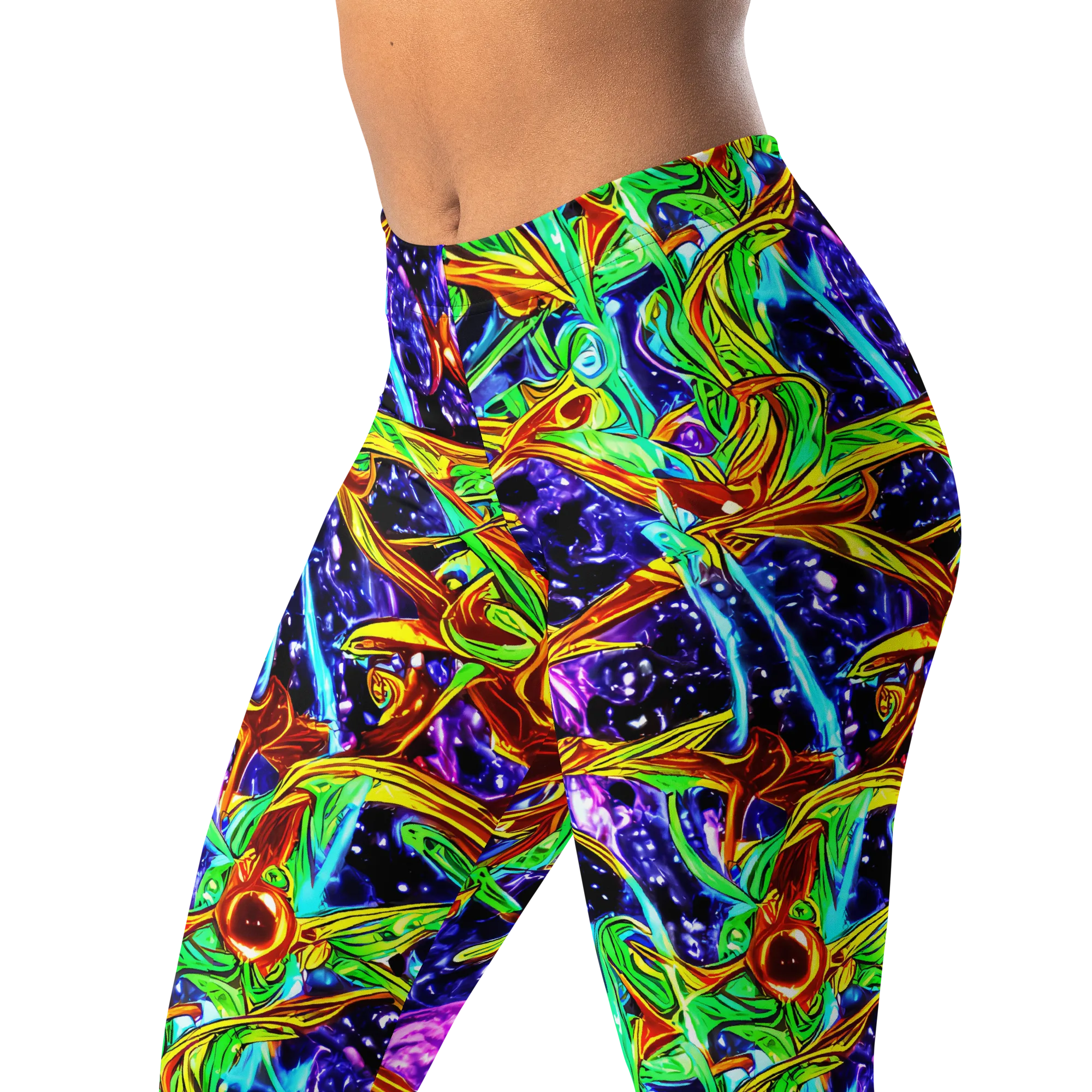 Neon Jungle Orbit on Leggings — Left Front