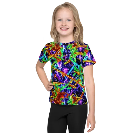 Neon Jungle Orbit on a Kids Crew Neck T-Shirt