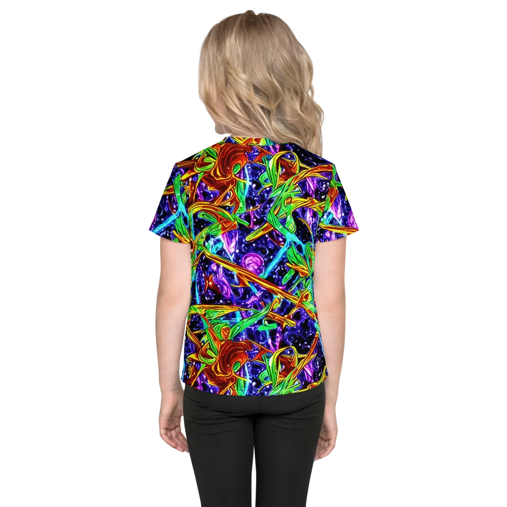 Neon Jungle Orbit on Kids Crew Neck T-Shirt — Back