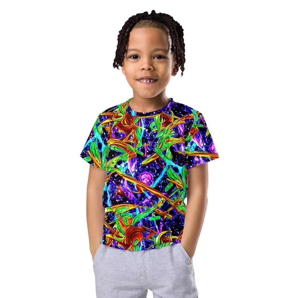 Neon Jungle Orbit on Kids Crew Neck T-Shirt — Front