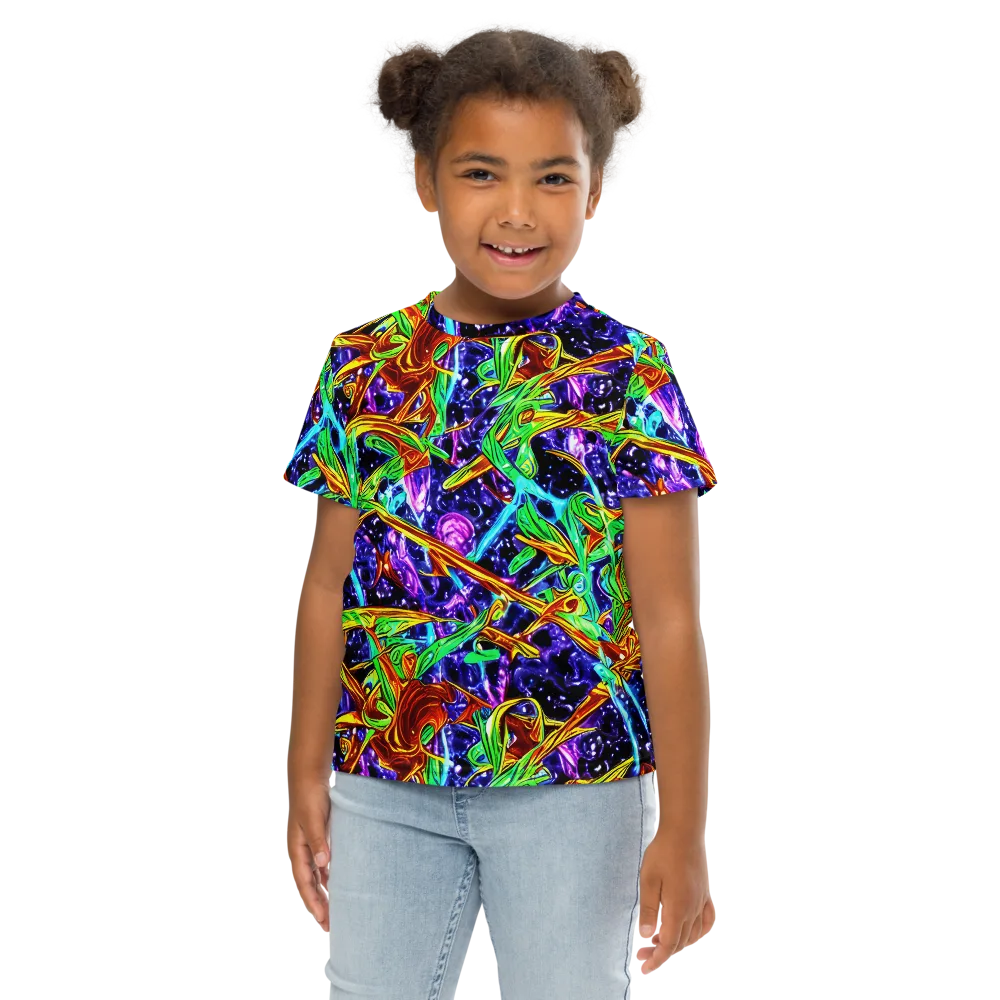 Neon Jungle Orbit on Kids Crew Neck T-Shirt — Front