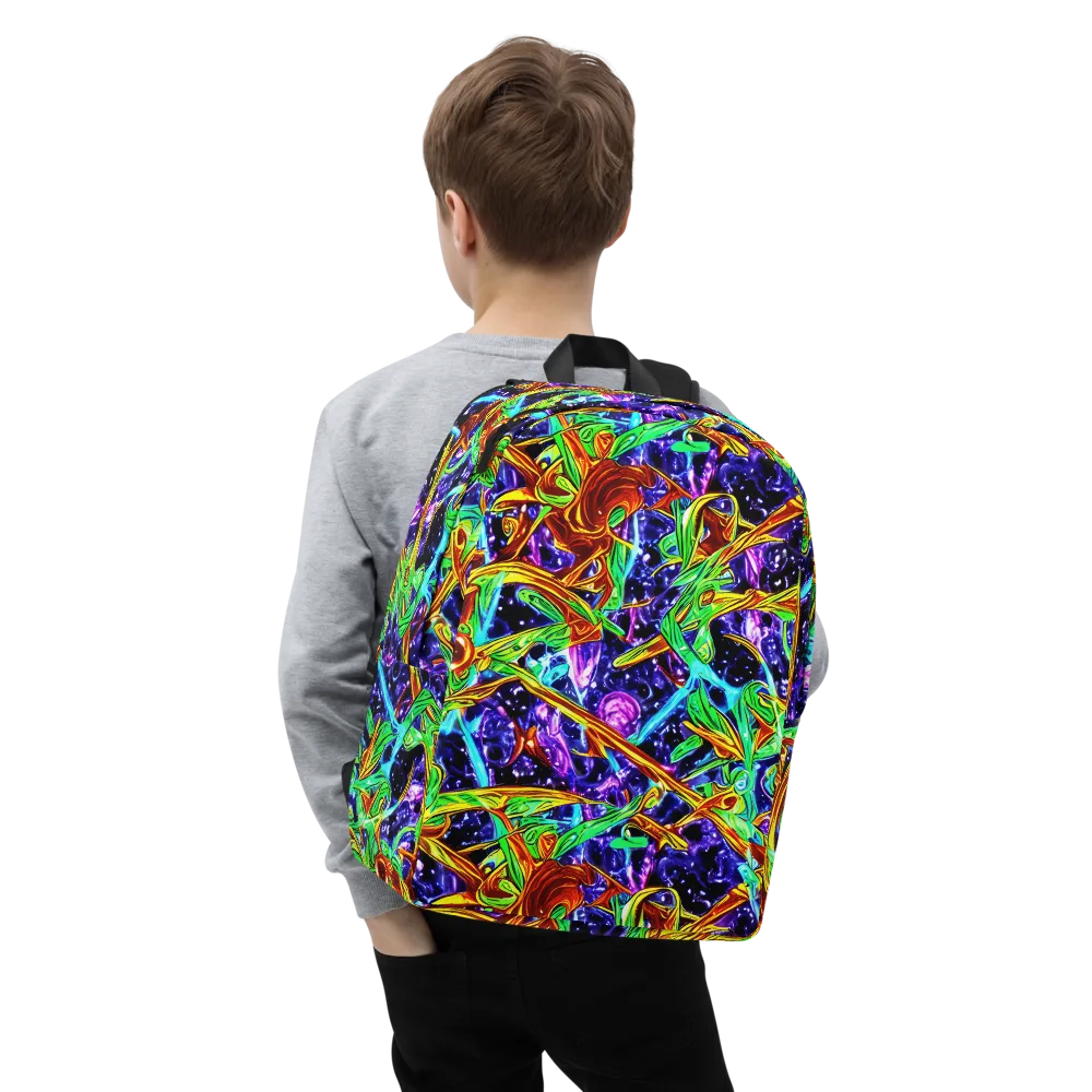 Neon Jungle Orbit on Minimalist Backpack — Zoomed-in
