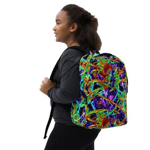 Neon Jungle Orbit on a Minimalist Backpack