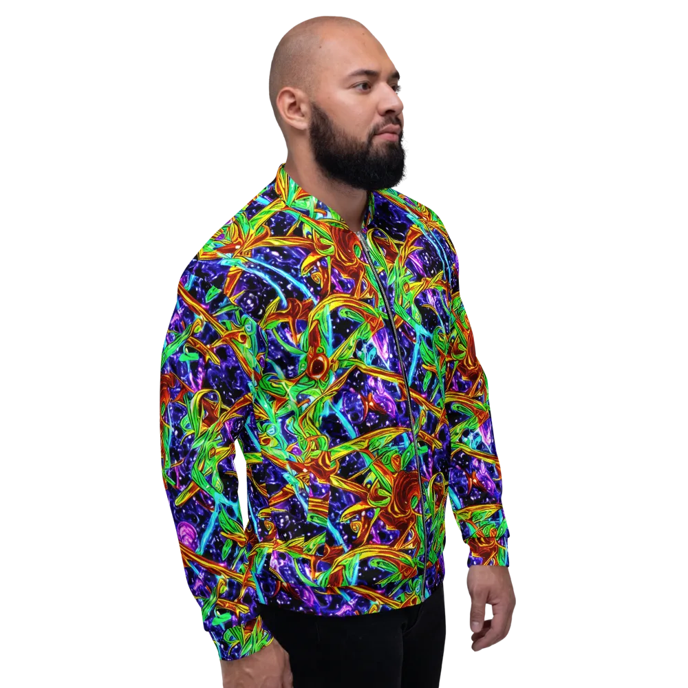 Neon Jungle Orbit on Bomber Jacket — Right