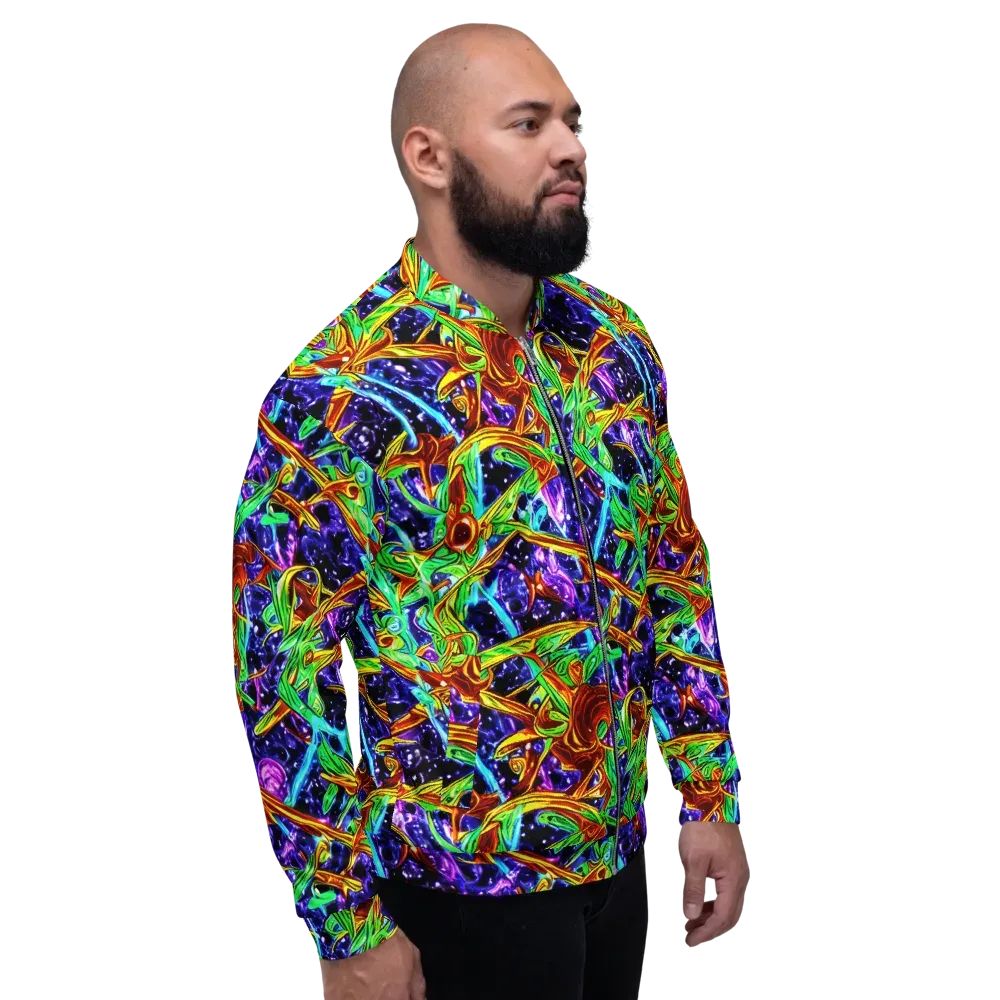 Neon Jungle Orbit on Bomber Jacket — Right