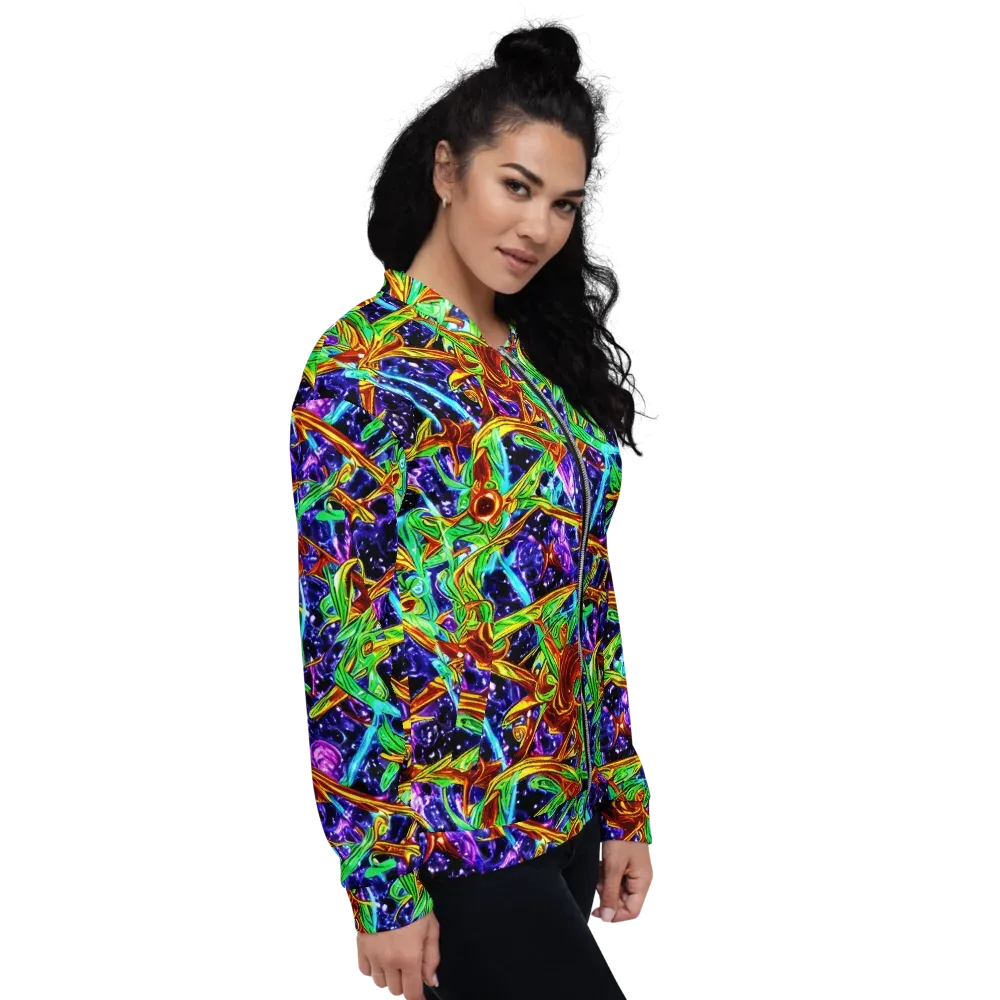 Neon Jungle Orbit on Bomber Jacket — Right