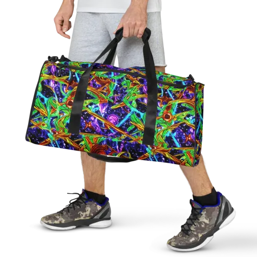 Neon Jungle Orbit on a Duffle Bag