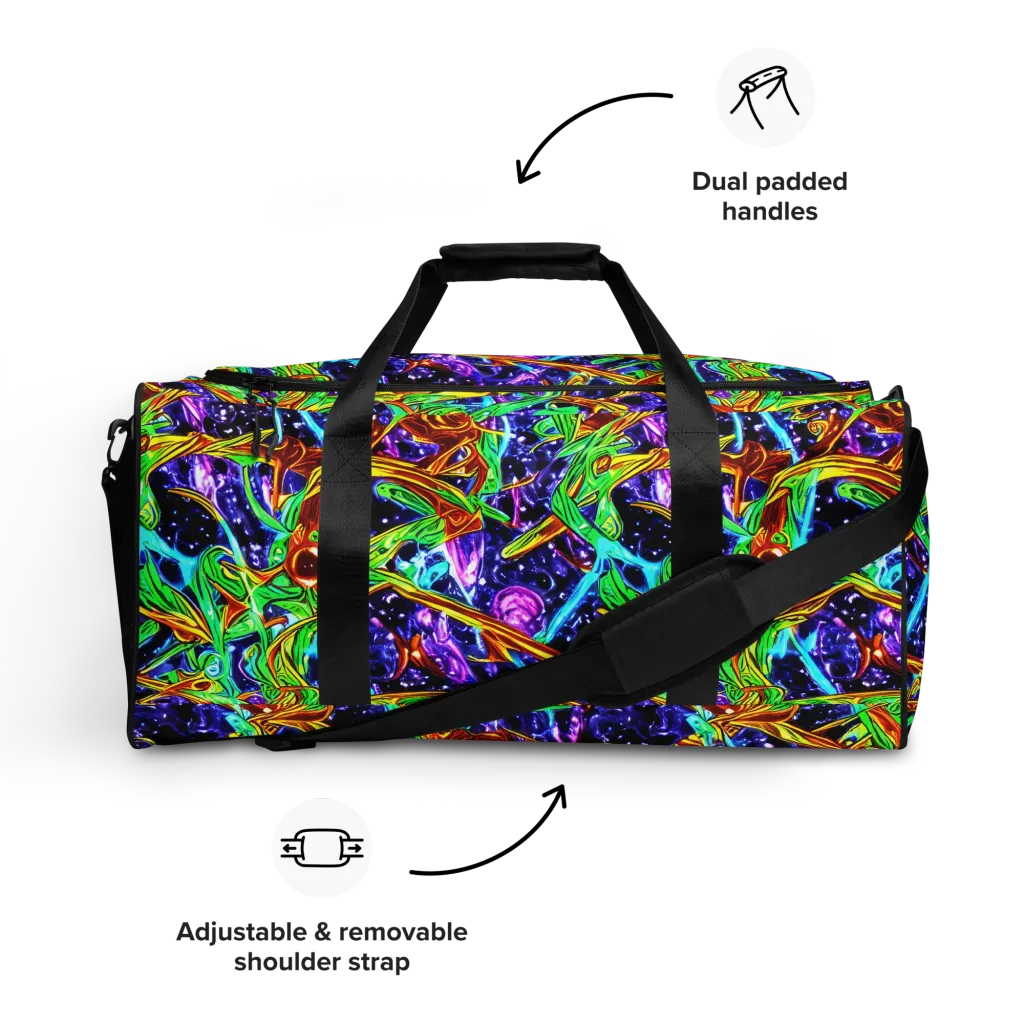 Neon Jungle Orbit on Duffle Bag — Front