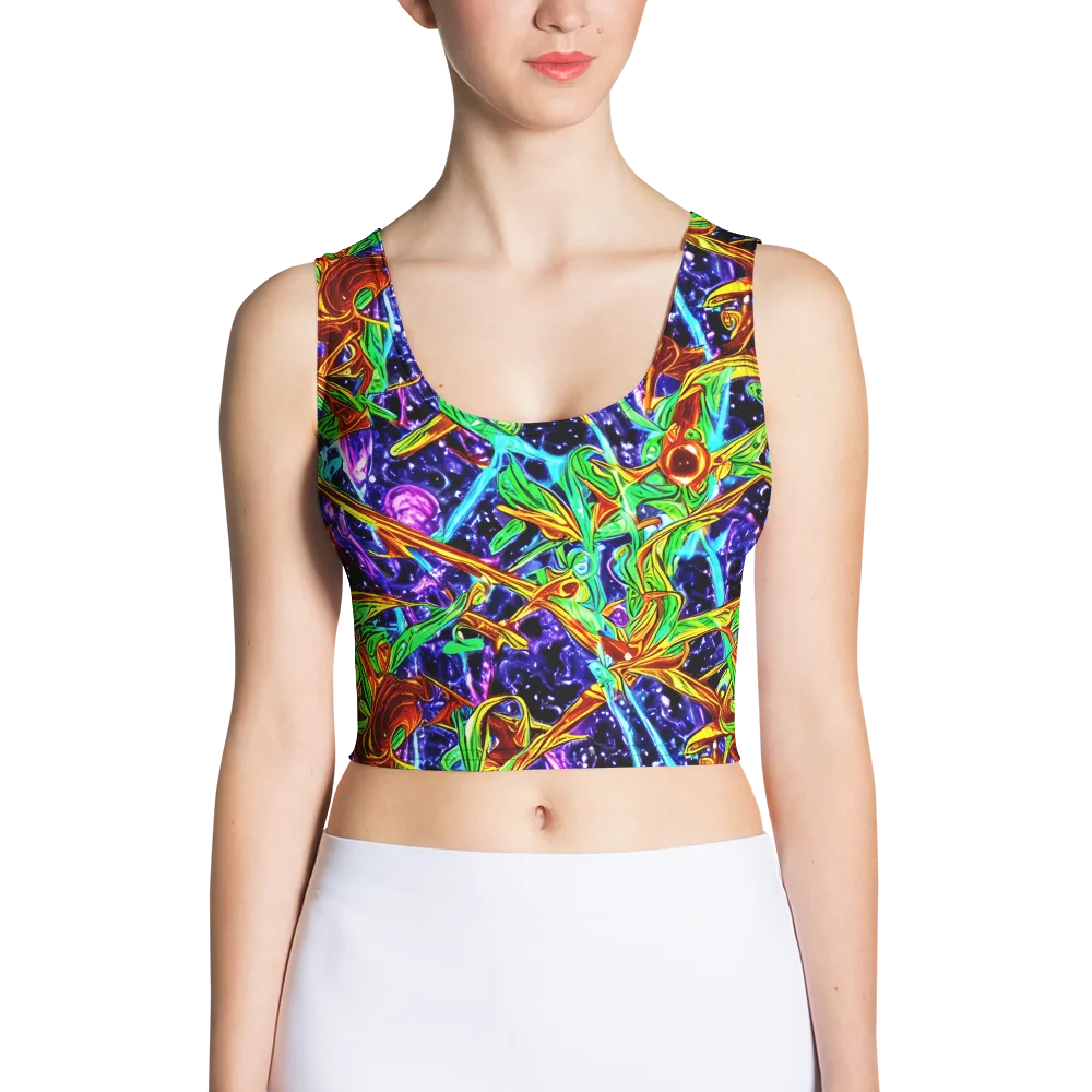 Neon Jungle Orbit on Crop Top — Front
