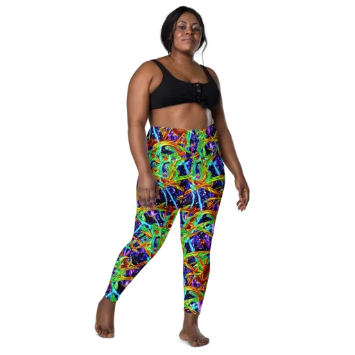Neon Jungle Orbit on a Leggings with Pockets