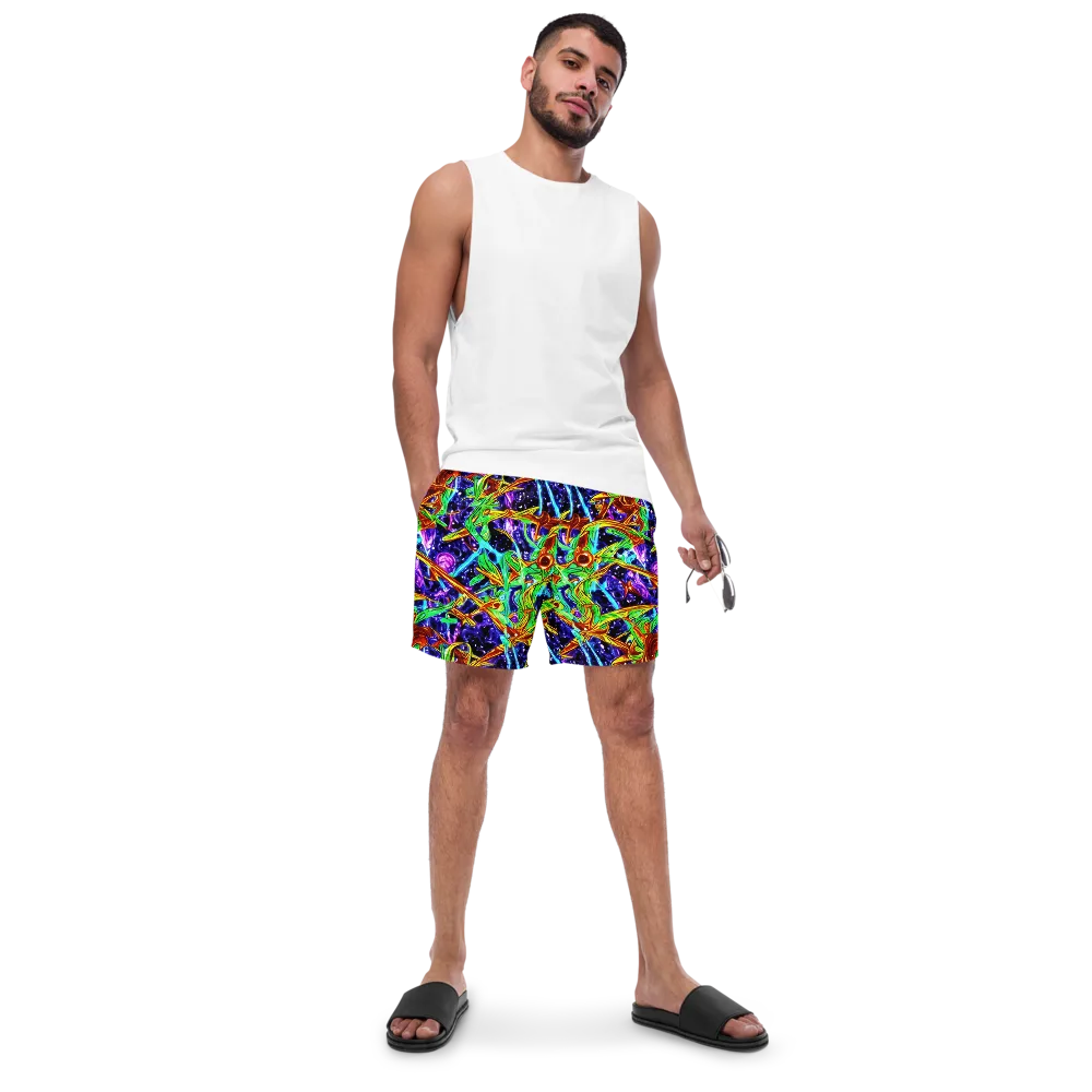 Neon Jungle Orbit on Swim Trunks — Front