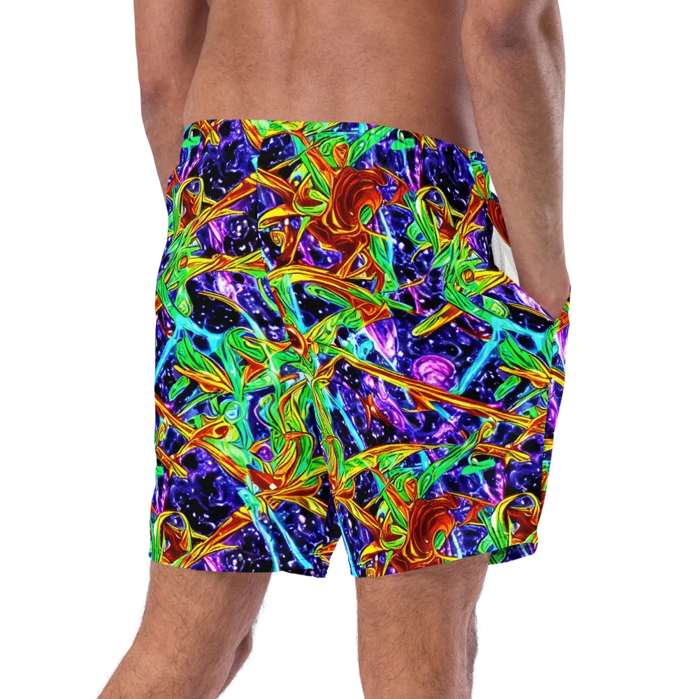 Neon Jungle Orbit on Swim Trunks — Right Back