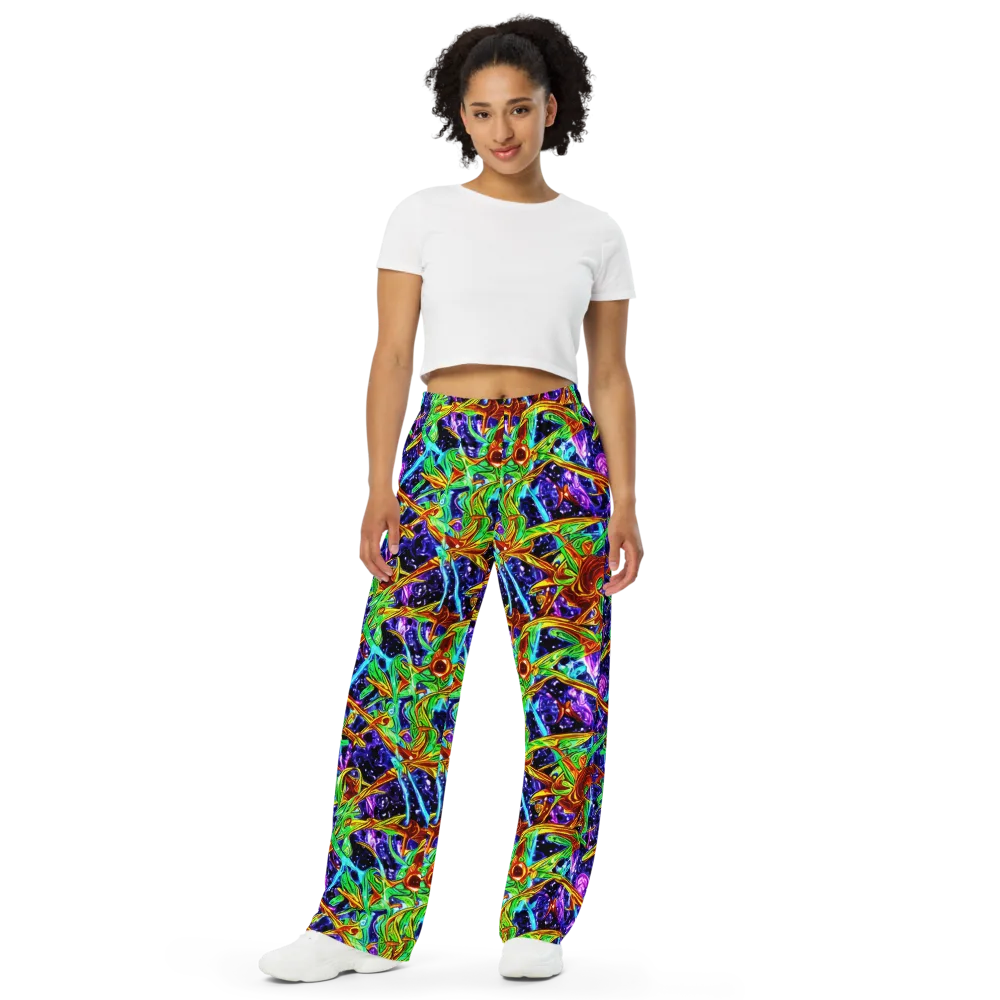 Neon Jungle Orbit on Wide-Leg Pants — Front