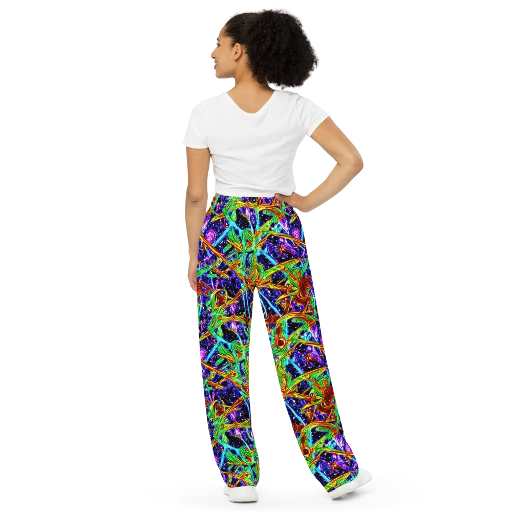 Neon Jungle Orbit on Wide-Leg Pants — Back