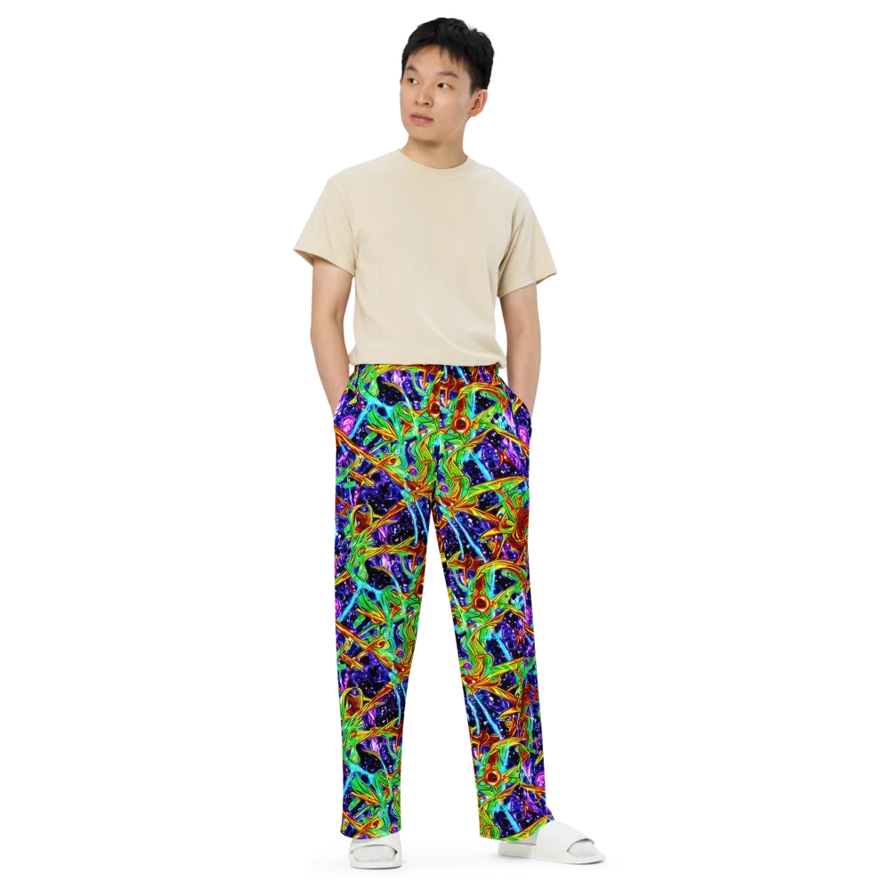 Neon Jungle Orbit on Wide-Leg Pants — Front