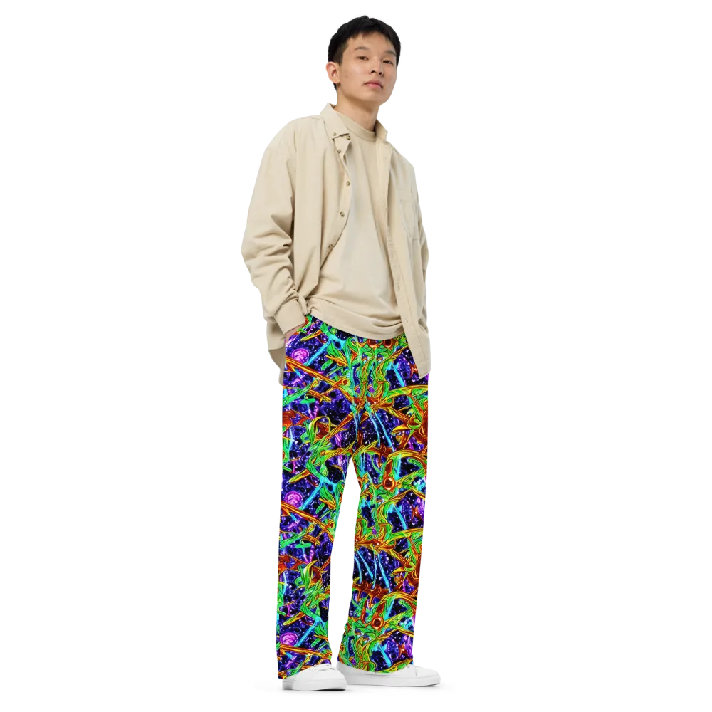 Neon Jungle Orbit on Wide-Leg Pants — Right Front