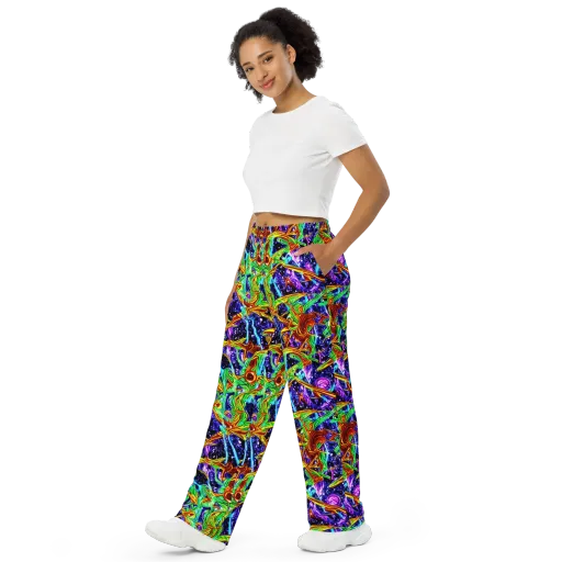 Neon Jungle Orbit on a Wide-Leg Pants
