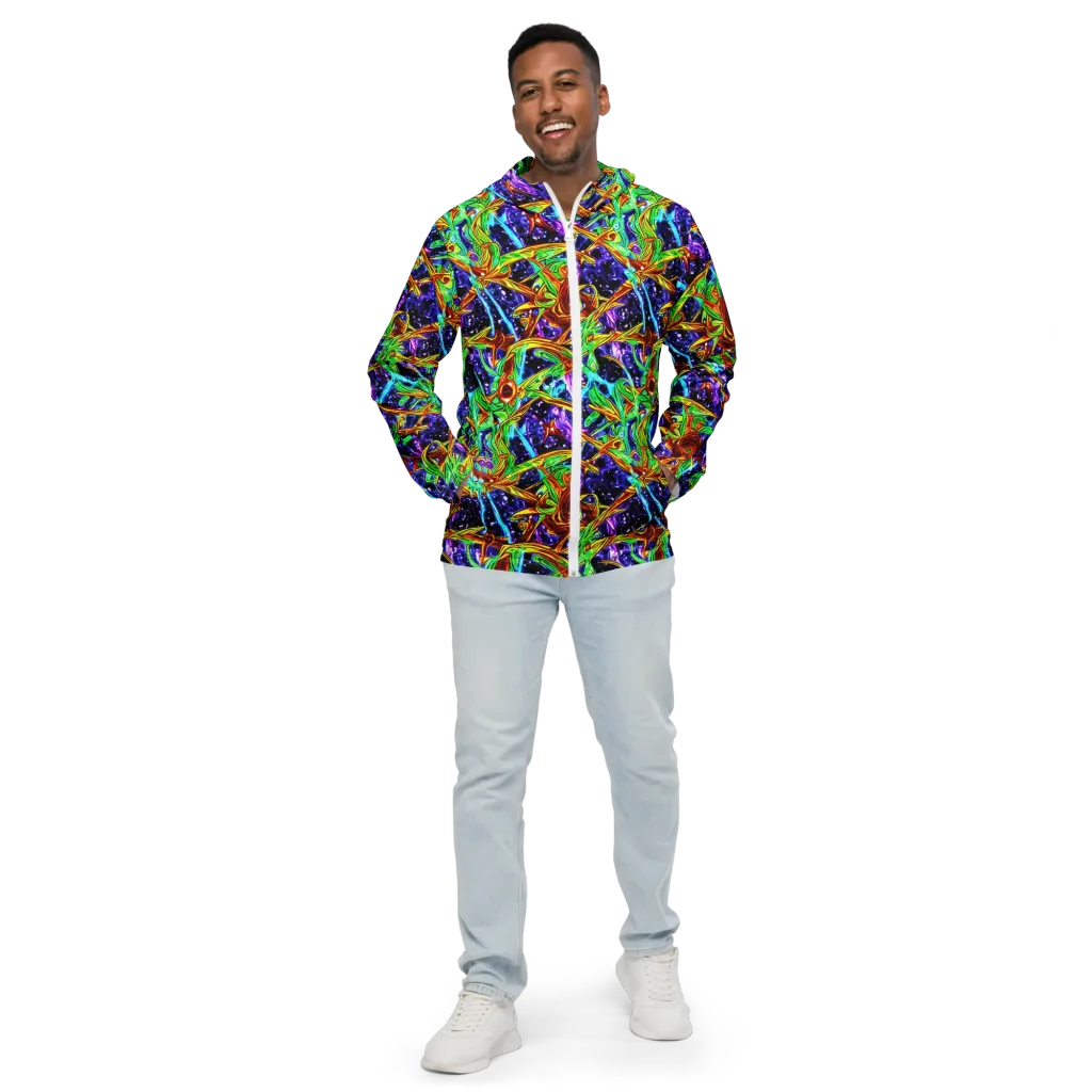 Neon Jungle Orbit on Men's Windbreaker — Front