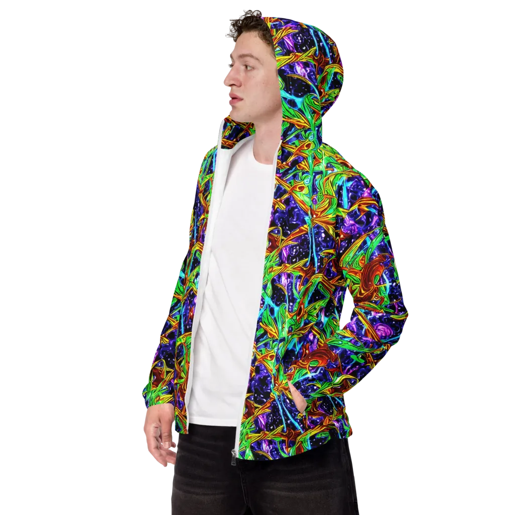 Neon Jungle Orbit on Men's Windbreaker — Left Front