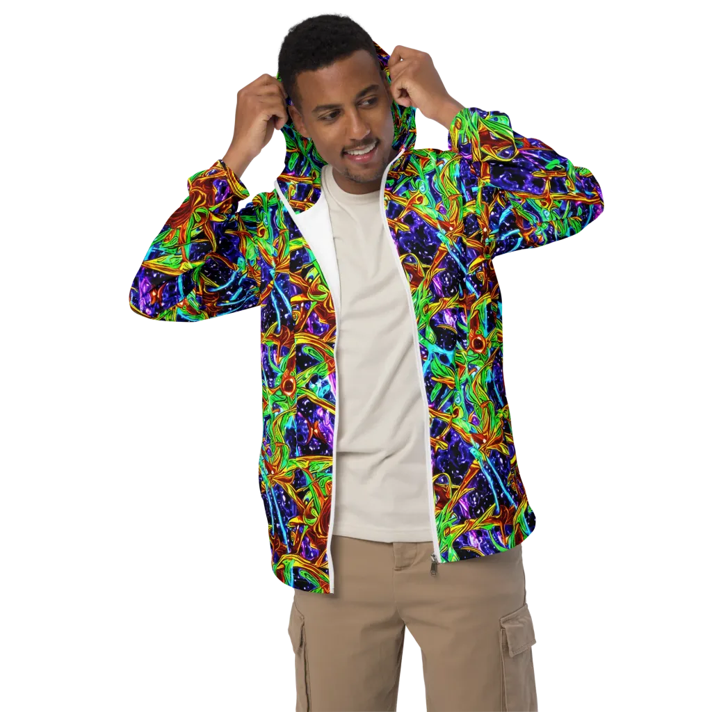 Neon Jungle Orbit on Men's Windbreaker — Front
