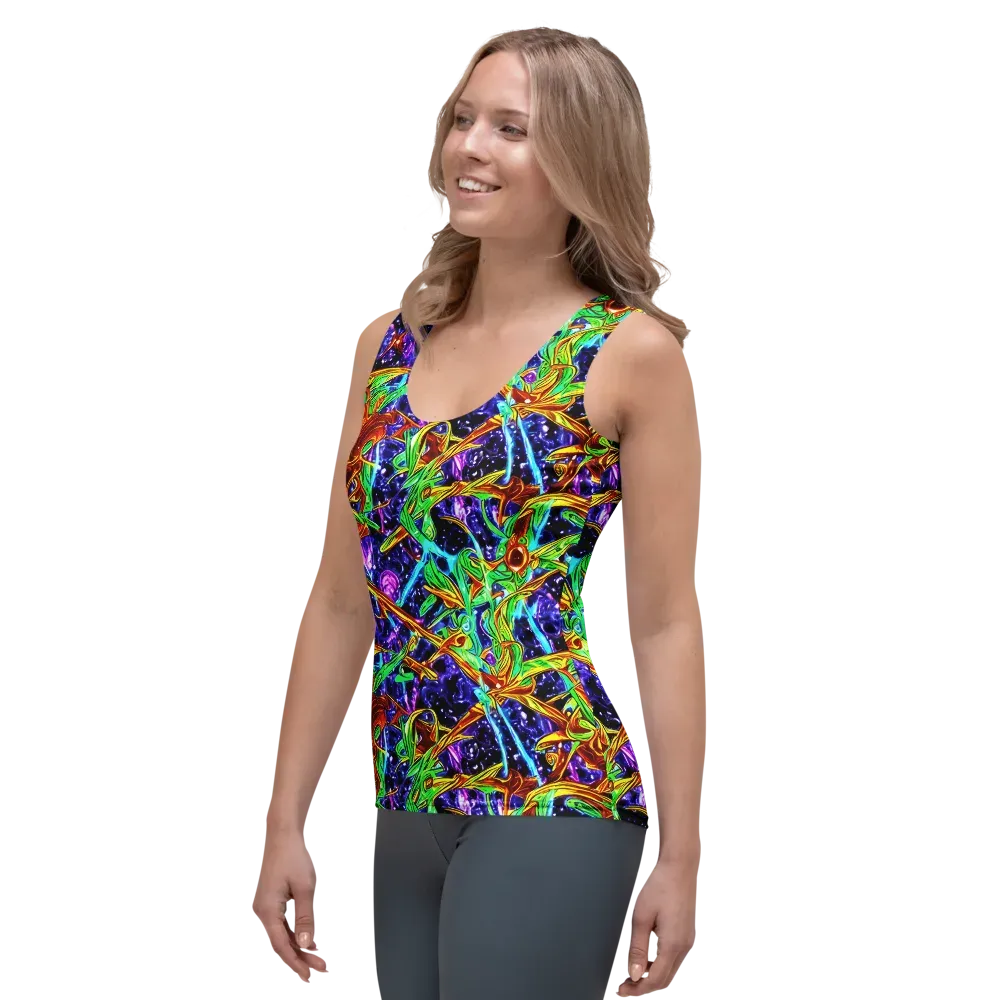 Neon Jungle Orbit on Women's Tank Top — Left Front