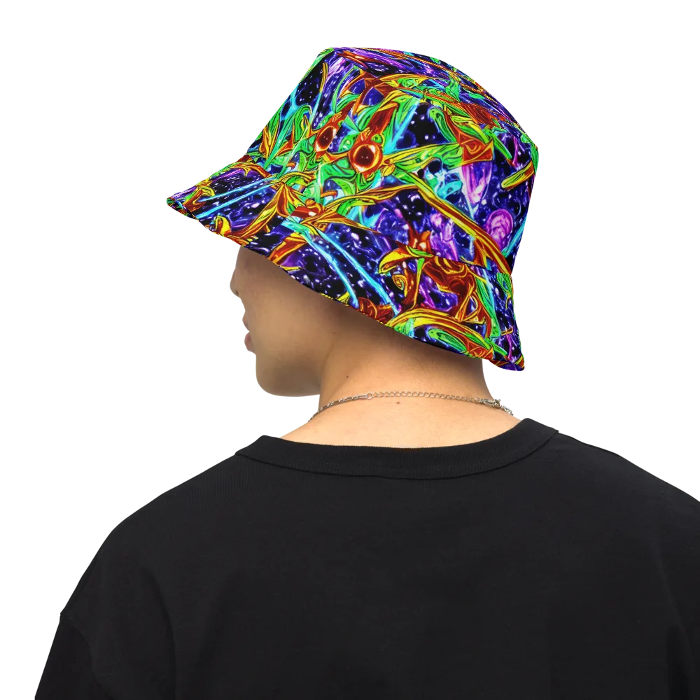Neon Jungle Orbit on Reversible Bucket Hat — Back Inside