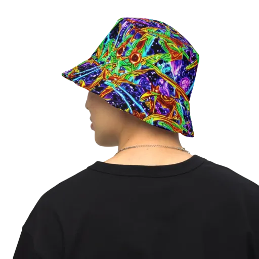 Neon Jungle Orbit on a Reversible Bucket Hat