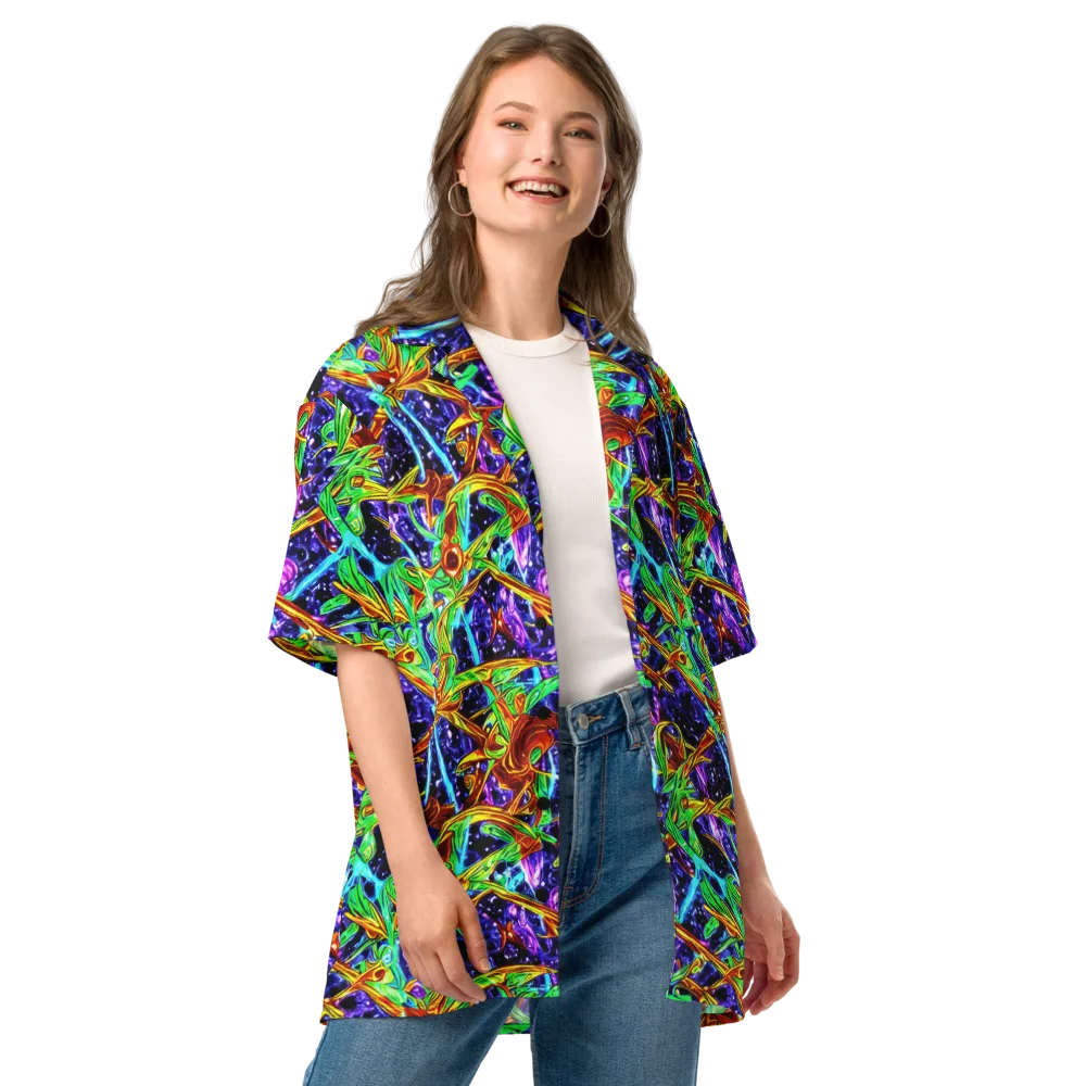 Neon Jungle Orbit on Button Shirt — Front