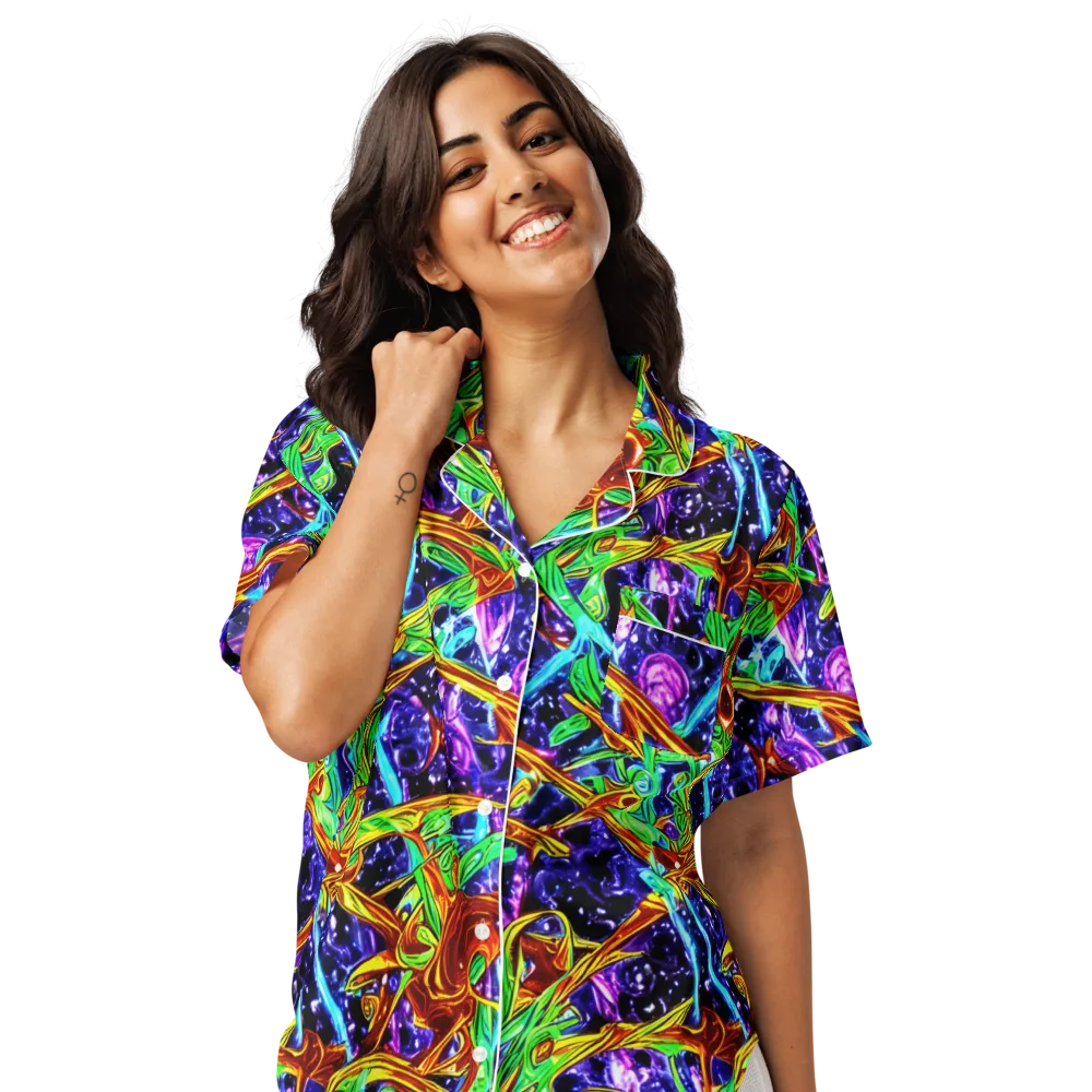Neon Jungle Orbit on Women's Short Sleeve Pajama Top — Front