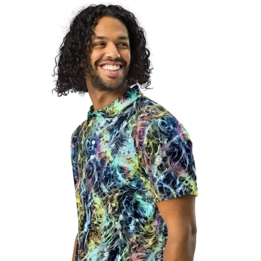 Chromatic Tempest on a Men's Slim Fit Polo Shirt