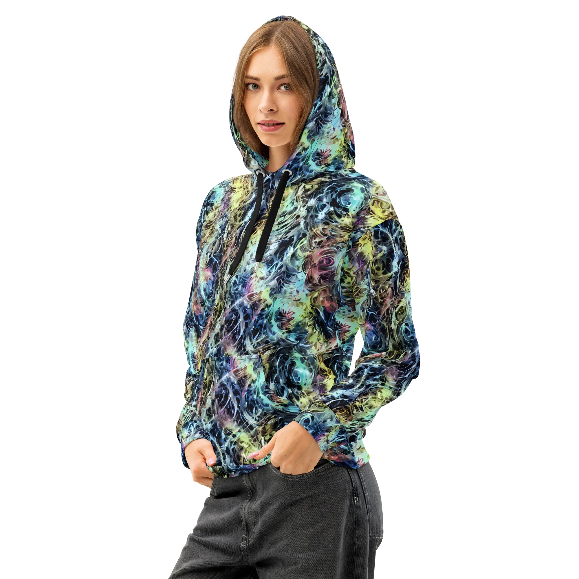 Chromatic Tempest on Cotton Hoodie — Left Front