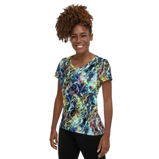 Chromatic Tempest on a Women's Athletic T-Shirt